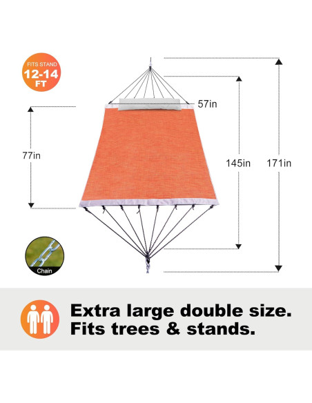 Hamaca Doble Portátil Gafete 4.27m Tela Textilene 249kg Hamaca Doble Portátil Gafete 4.27m Tela Textilene 249kg