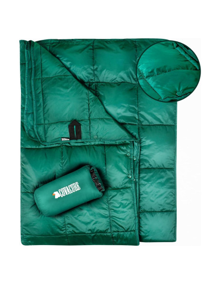 Manta de Camping Covacure 200x145 cm Nylon Acolchada Verde Manta de Camping Covacure 200x145 cm Nylon Acolchada Verde