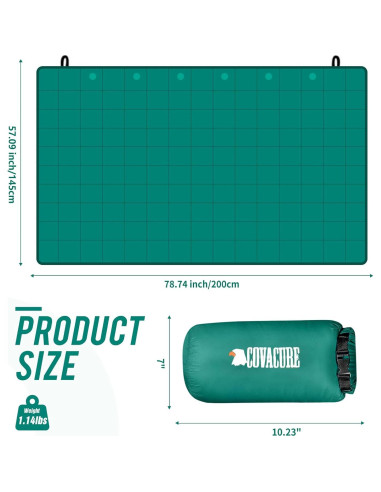 Manta de Camping Covacure 200x145 cm Nylon Acolchada Verde