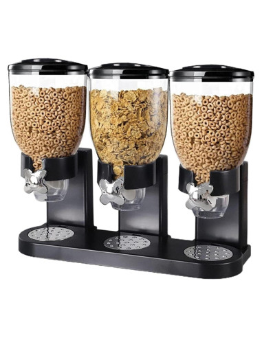 Dispensador de Alimentos Triple ELD 44x16x35cm Acrílico