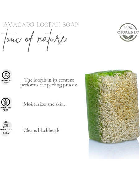 Jabón de Loofah de Aguacate Natural Hecho a Mano 140g Jabón de Loofah de Aguacate Natural Hecho a Mano 140g