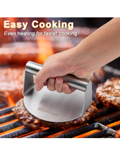 Prensa de Hamburguesas Acero Inoxidable 5.5" Antiadherente 2