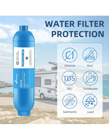 Filtro de Agua Inline SETFEEL para RV - Paquete de 3, Certificado NSF