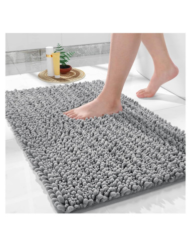 Alfombra de Baño Yimobra Chenille Gris 60x43 cm Antideslizante