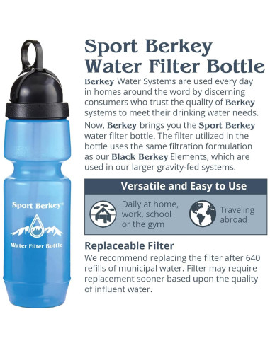 Botella de Filtro de Agua Sport Berkey 650 ml para Viajes