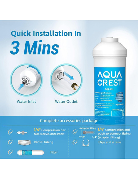 Filtro de Agua en Línea AQUA CREST 5 Años 18,927 Litros Filtro de Agua en Línea AQUA CREST 5 Años 18,927 Litros