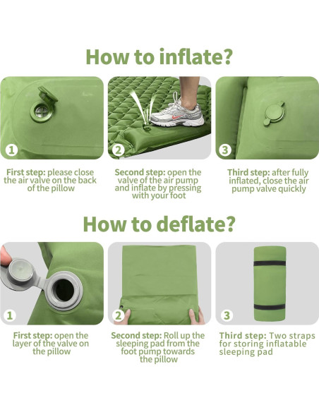 Colchón Doble Inflable YEEKORO para Camping 200x122 cm Verde Colchón Doble Inflable YEEKORO para Camping 200x122 cm Verde