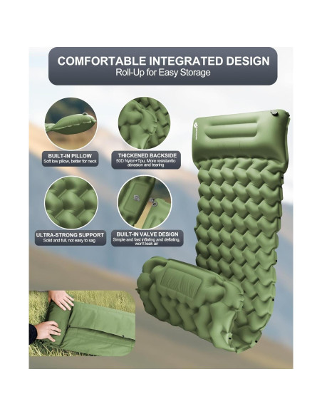 Colchoneta Inflable Individual Realtopdo CAMPD Verde Pasto 200x66 cm Colchoneta Inflable Individual Realtopdo CAMPD Verde Pasto 200x66 cm