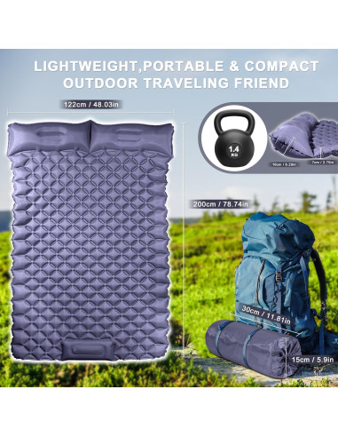 Colchoneta de Camping Doble Chasyatzi 200x102 cm Plegable