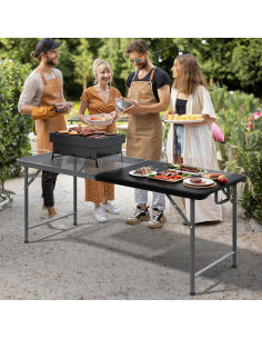 Mesa Plegable de Parrilla YITAHOME 180x70 cm Negra 2 en 1 2