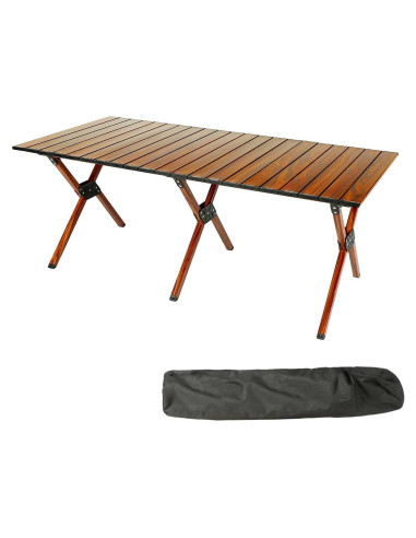 Mesa de Camping Plegable ROCK CLOUD 121.9x60.9 cm Grano de Madera