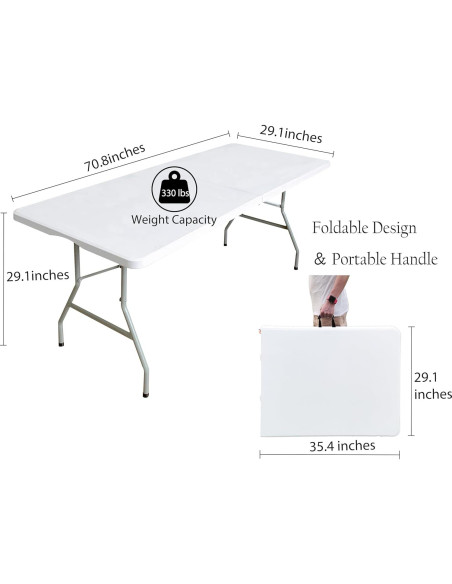 Mesa Plegable 180 cm JingPieCle Blanca Utilitaria 149.7 kg Mesa Plegable 180 cm JingPieCle Blanca Utilitaria 149.7 kg