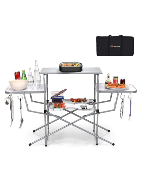 Mesa de Parrilla Plegable Goplus 66 cm Aluminio para Camping Mesa de Parrilla Plegable Goplus 66 cm Aluminio para Camping