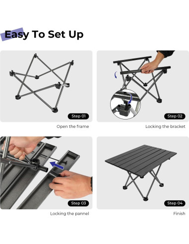Mesa de Camping Plegable Byliable 55x41cm Negra Ultraligera