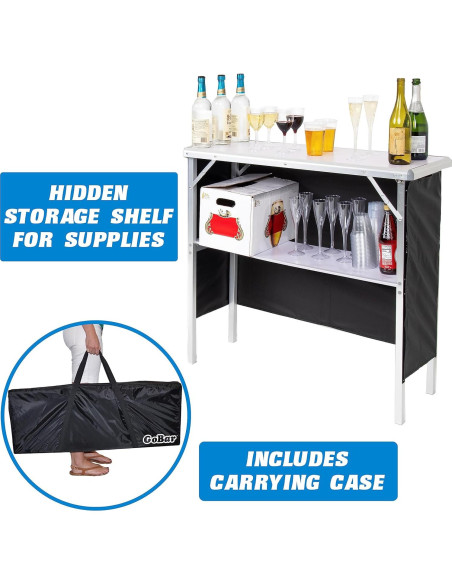 Mesa de Bar Portátil GoPong con 3 Faldas y Funda - 99x91 cm Mesa de Bar Portátil GoPong con 3 Faldas y Funda - 99x91 cm