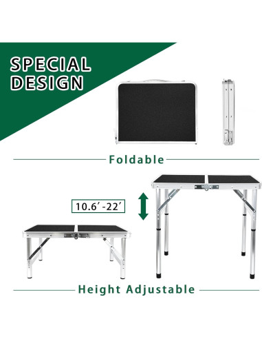 Mesa Plegable HYMnature 2ft Ajustable Camping 31.8kg