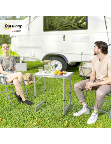 Mesa de Camping Plegable Outsunny 61 cm Ajustable Aluminio