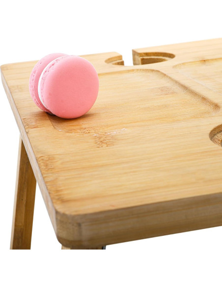 Mesa de Picnic Plegable Peohud de Bambú para Vino 42.9x32cm Mesa de Picnic Plegable Peohud de Bambú para Vino 42.9x32cm