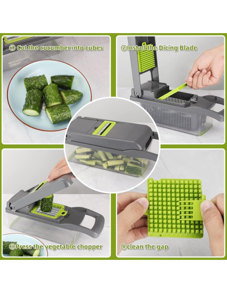Cortador de Verduras 11-en-1 Marvelity Manual Verde Gris Cortador de Verduras 11-en-1 Marvelity Manual Verde Gris