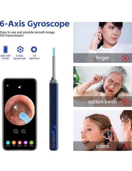 Kit de Limpieza de Oídos Morelax con Cámara 1080P HD Kit de Limpieza de Oídos Morelax con Cámara 1080P HD