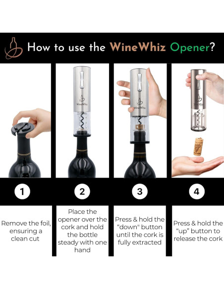 Juego de Aerador y Sacacorchos Eléctrico WineWhiz Juego de Aerador y Sacacorchos Eléctrico WineWhiz