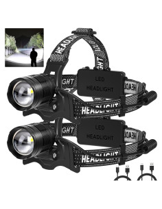 Lámpara Frontal LED Recargable Azamine 3000 Lúmenes 2Pack