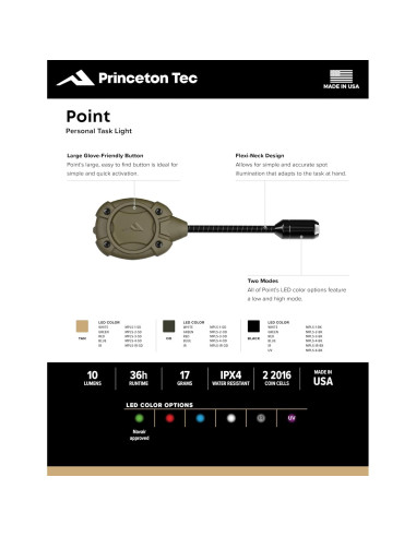 Luz de Tarea Princeton Tec MPLS LED Blanco Oliva Drab