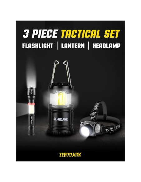 Juego de Linternas LED 3 Piezas ZeroDark - Cabeza y Camping Juego de Linternas LED 3 Piezas ZeroDark - Cabeza y Camping