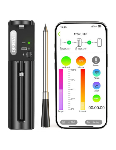 Termómetro de carne inalámbrico QIREDA Bluetooth 5.3 243 m