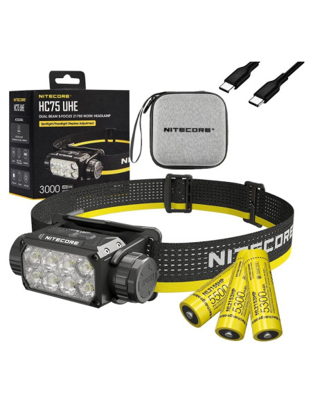 Linterna Frontal Nitecore HC75 UHE 3000 Lúmenes 192m + 2 Baterías Linterna Frontal Nitecore HC75 UHE 3000 Lúmenes 192m + 2 Baterías