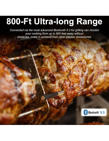 Termómetro de carne inalámbrico QIREDA Bluetooth 5.3 243 m