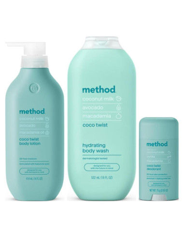 Paquete Cuidado Corporal Method Coco Twist - Loción 414ml, Gel 532ml, Desodorante 75ml