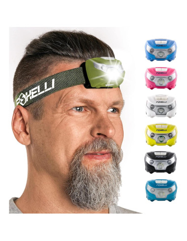 Paquete de 2 Linternas Frontales Recargables Foxelli - LED 160 Lúmenes