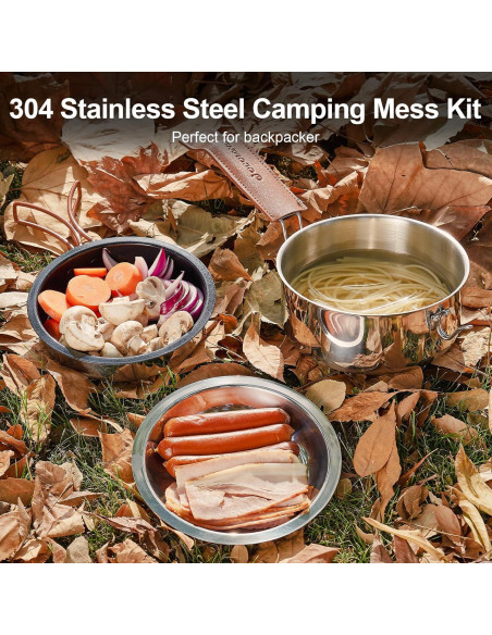 Set de Camping Odoland 10 Piezas Acero Inoxidable 1.3L Set de Camping Odoland 10 Piezas Acero Inoxidable 1.3L