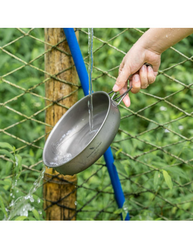 Sartén de Camping iBasingo 18cm Titanio Ultraligera Plegable