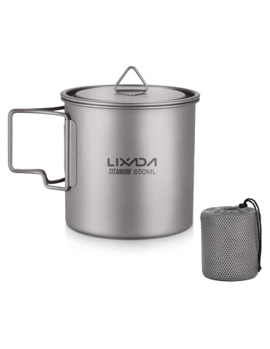 Olla de Titanio Lixada 650ml Plegable para Camping y Mochilero
