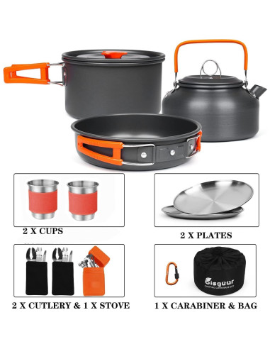 Juego de Utensilios de Cocina para Camping Bisgear 16 Piezas