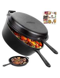 Horno de Hierro Fundido Overmont 3.2QT con Tapa 26.7cm