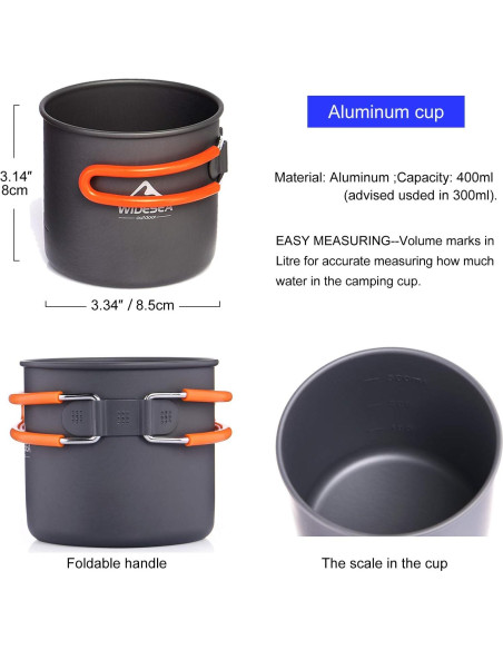Kit de Cocina para Camping 8 Piezas Widesea Aluminio Kit de Cocina para Camping 8 Piezas Widesea Aluminio