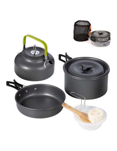 Juego de Utensilios de Cocina Camping Swiftrans 8 Piezas Aluminio