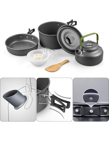Juego de Utensilios de Cocina Camping Swiftrans 8 Piezas Aluminio