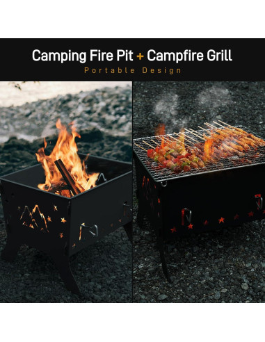 Parrilla de Camping Odoland Plegable Carbón 31x25cm con Bolsa