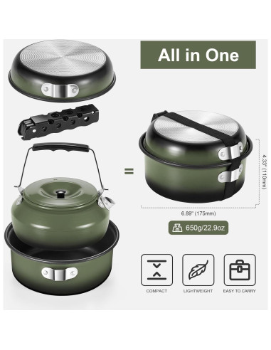 Kit de Cocina para Camping Odoland - Estufa y Utensilios 9 Piezas