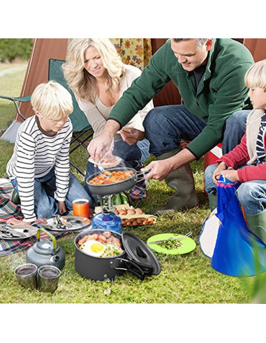 Juego de Ollas y Sartenes Lixada 16 Piezas para Camping