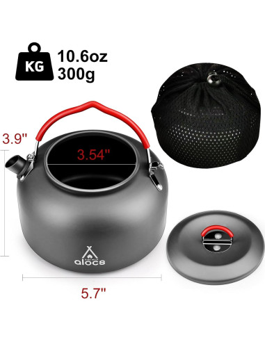 Tetera de Camping Alocs 1.4L de Aluminio Anodizado