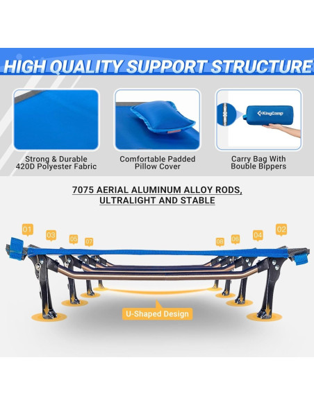 Cama de Camping Plegable KingCamp Azul 190.5x63.5cm Ultraligera Cama de Camping Plegable KingCamp Azul 190.5x63.5cm Ultraligera