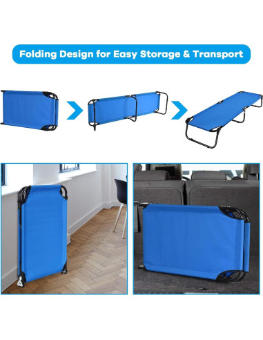 Cama de Camping Plegable GYMAX 150 KG Azul 190.5x55.9 cm