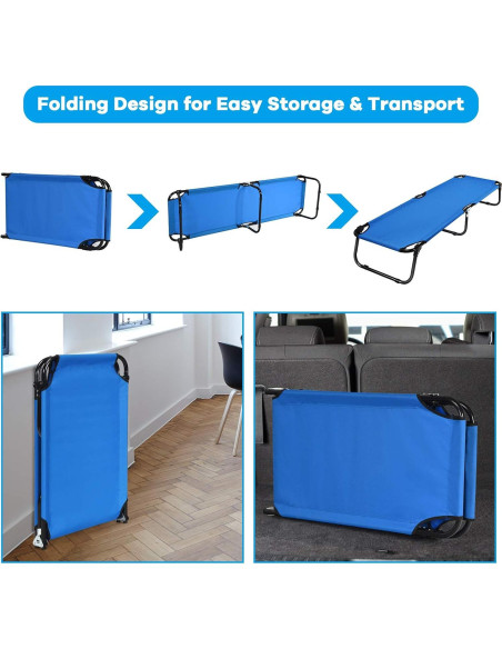 Cama de Camping Plegable GYMAX 150 KG Azul 190.5x55.9 cm Cama de Camping Plegable GYMAX 150 KG Azul 190.5x55.9 cm