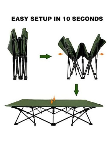 Cama Plegable Camping REDCAMP 198x84cm Alta Resistencia Verde