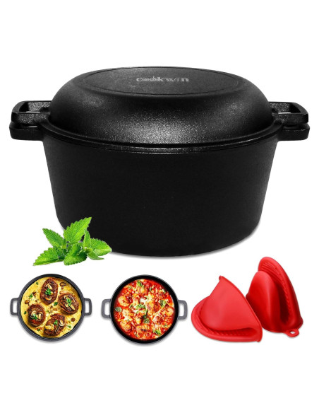Olla y Sartén de Hierro Fundido 2-en-1 COOKWIN 5.5QT Olla y Sartén de Hierro Fundido 2-en-1 COOKWIN 5.5QT